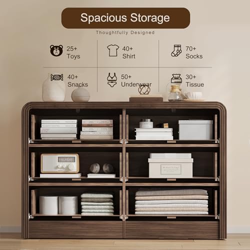 Decofy 47" W Fluted 6-Drawer Dresser for Bedroom, Walnut - Image 6