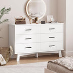 Xixini Dresser for Bedroom, 6 Drawer Wide Modern Chest of Drawers with X-Shaped Sturdy Base, Wood Double Dresser Closet Clothes Storage Organizer, Wooden TV Stand for Living Room, Hallway, White - Image 4