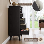 GarveeHome Fluted Dresser for Bedroom with 5 Deep Drawers, Black - Image 7