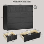 LYNSOM Black Fluted 9 Drawer Dresser for Bedroom, Curved Edge, 50" Wide - Image 2