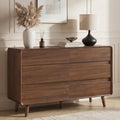 Nasonet 6 Drawer Dresser for Bedroom, 47'' Wide Mid Century Modern Dressers & Chests of Drawers, Wood Storage Drawer Dressers for Hallway, Home Office, Walnut by Nasonet