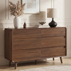 Nasonet 6 Drawer Dresser for Bedroom, 47'' Wide Mid Century Modern Dressers & Chests of Drawers, Wood Storage Drawer Dressers for Hallway, Home Office, Walnut by Nasonet