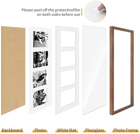 puthiac 8x20 Oak Wood Picture Frame 4Pcs 4x6 Photo Frame, Walnut, 1 Pack - Image 2