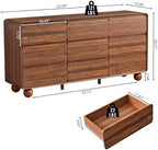 AVZEAR Modern 9 Drawer Dresser for Bedroom, 63" Wide Wooden Dresser Chest of Drawers, Handle Free & Curved Profile Design, Mid Century Closet Clothes Storage Organizer for Living Room, Walnut - Image 2