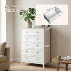 Karl home White Farmhouse 5 Drawers Tall Dresser, Bedroom Storage Chest - Image 3