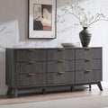 T4TREAM 63" Wide Fluted 9 Drawer Dresser for Bedroom, Dark Alder by T4TREAMFurniture