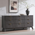 T4TREAM 63" Wide Fluted 9 Drawer Dresser for Bedroom, Dark Alder by T4TREAMFurniture