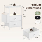 MALOL 2 Drawer Night Stand with Charging Station, White - Image 2