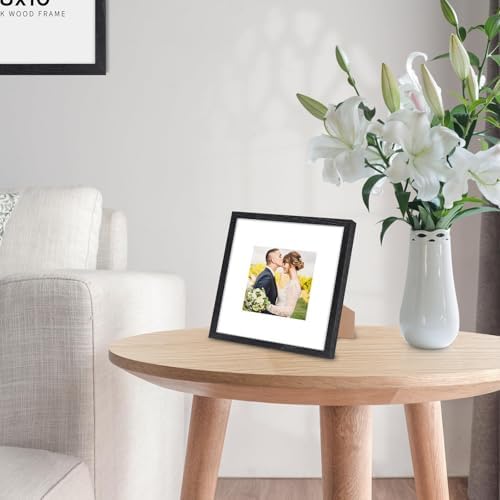 puthiac 8x8 Solid Oak Wood Picture Frame, Black, 1 Pack - Image 5