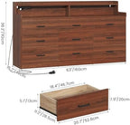 Bigbiglife 9 Drawer Dresser with Built in Power Outlet and LED Light, Modern Chest of Drawers for Bedroom, Triple Wide Drawer Organizer Cabinet for Living Room, Entryway, Hallway, Walnut Brown - Image 2