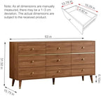 Chrangmay 9 Drawer Dresser,63" Wide Mid Century Chest of Drawers,Wooden Bedroom Drawer Dresser with 9 Storage Drawers for Bedroom,Living Room,with Anti-Tipping Device,Chestnut - Image 2