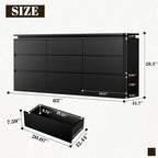 9 Drawer Dresser for Bedroom, 63" Long Black Chest of Drawers w/LED Lights - Image 2