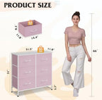 WLIVE Pink Fabric Dresser for Bedroom, 6 Drawer Dressers, Chest of Drawers - Image 3