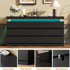 Garvee 9 Drawer Dresser for Bedroom - 63" Wide Chest of Drawers with LED Light and Charging Station, Large TV Stand Multi-Function Home Organizer for Living Room, Entryway, Hallway, Black - Image 3