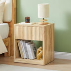 Bifins Fluted Small Nightstand Set of 2, Natural - Image 3