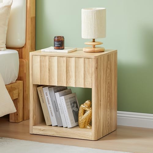 Bifins Fluted Small Nightstand Set of 2, Natural - Image 3