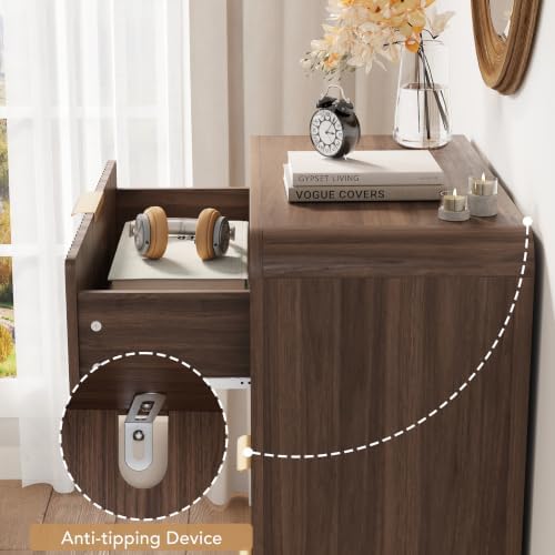 Decofy 48" H Fluted 5-Drawer Dresser for Bedroom, Walnut - Image 4