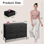 WLIVE Black Fabric Dresser for Bedroom, 6 Drawer Dressers, Chest of Drawers - Image 3