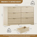 MALOL 48" Wide 6 Drawers Dresser for Bedroom, Coastline Fluted Modern Dresser Drawer with Metal Handle, Storage Chest of TV Stand Organizers Wooden for Living Room, Hallway, Closet, Natural Wood - Image 2
