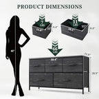 5-Drawer Dresser for Bedroom, Anti-Tip Wide Storage Organizer Fabric - Image 3