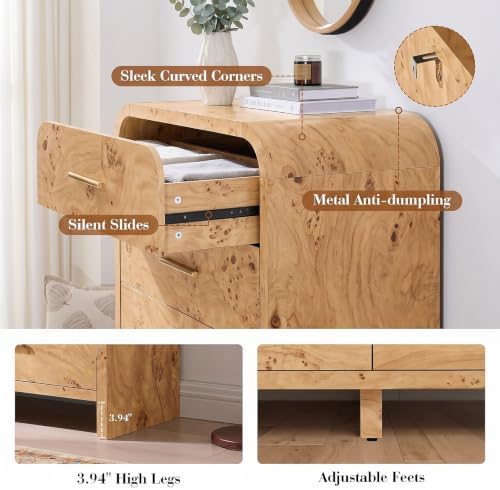 Curved Drawer Dresser for Bedroom with 5 Drawers, 31'' Wide Chest of Drawer - Image 5