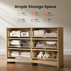 Amada Fluted 6 Drawer Dresser, Modern Wood Chest of Drawers, Natural Oak - Image 3