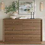 FORTUNETEC 47" Wide 6 Drawer Dresser for Bedroom, Walnut by FORTUNETEC