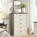 CARPETNAL Farmhouse 5 Drawer Dresser for Bedroom, 44" Tall White Dresser. by CARPETNAL