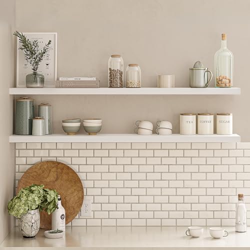 Ballucci Floating Shelves for Wall, 60" Wood Wall Shelf Set of 2, with Invisible Brackets for Bathroom, Living Room, Bedroom, Kitchen, Nursery, 8" Deep, White - Image 6