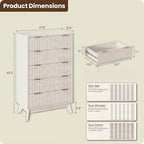 47" Wide Fluted 6 Drawers Dresser for Bedroom,Curved Edge,White - Image 2