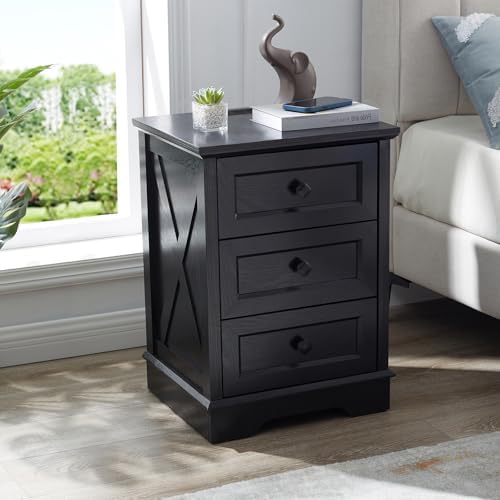 Farmhouse 3 Drawers Dresser for Bedroom,Black Dresser with Charging Station - Image 3