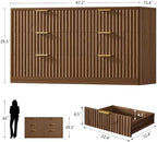 TEENFON Fluted 6 Drawer Dresser for Bedroom, Wide Modern Chest of Drawers with Metal Handle, Curved Profile Design, Wood Closet Clothes Storage Organizer for Bedroom, Hallway, Walnut - Image 2