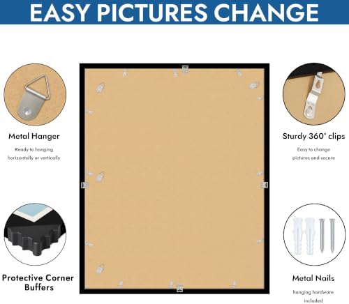 Hongkee 24x30 Frame Set of 4, 24 x 30 Black Wood Style(Mat 18x24) - Image 5