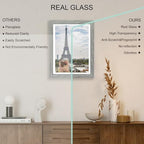 Hongkee 11x15 Picture Frame Set of 4, Made of Real Glass and Grey Frame - Display Picture 10x14 with Mat or 11x15 Without Mat, 11 by 15 Photo for Wall Mounting - Image 4