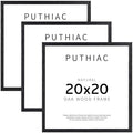 puthiac 20x20 Solid Oak Wood Picture Frames, Black, 3 Pack by PUTHIAC