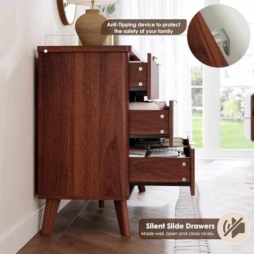 GarveeHome Fluted Dresser for Bedroom with 6 Deep Drawers, Walnut - Image 7