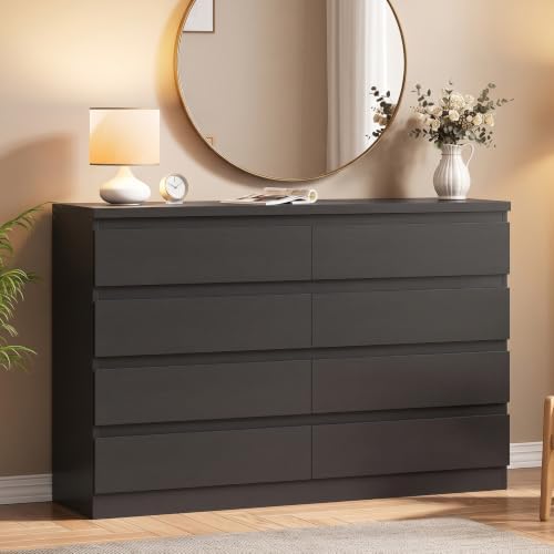 MapleGrace Modern 8 Drawer Dresser, Black by MapleGrace