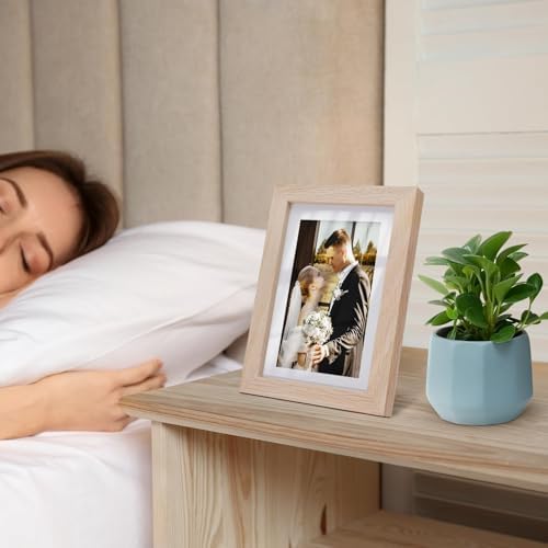 puthiac 5x7 Solid Oak Wood Picture Frame with 4x6 Mat, Natural Oak, 1 Pack - Image 5