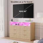 VOWNER Fluted 6 Drawer Dresser for Bedroom Faux Marble Top Dresser TV Stand - Image 6