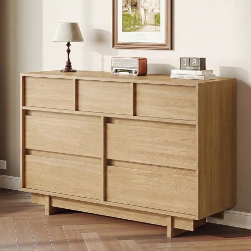 HOUROM Oak Dresser for Bedroom, 51in Modern 7 Drawer Chest of Drawers - Image 7