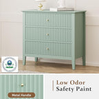 RoyalCraft 32" Large Nightstand, Fluted Painted Wood Bedside Table with 3 Spacious Drawers, Modern End Table for Bedroom, Living Room, Light Green - Image 6
