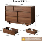 7 Drawer Walnut Dresser for Bedroom, 51.5" Wide Mid Century Modern Dresser - Image 2