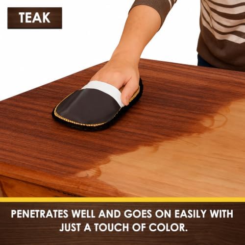 DWIL Water Based Wood Stain - Multiple Finishes, Fast Drying, Indoor and Outdoor Furniture, Wood Paneling, Cabinets and More, Low Odor ＆ Non-Toxic (8.5oz Teak)-with Tools - Image 2