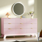 HUANLEGO Fluted Dresser for Bedroom with 9 Drawers, Pink - Image 2