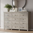 BORNOON 12-Drawer Dresser, Modern Wooden Storage Chest of Drawers, Dresser TV Stand, Wood Drawer Organizer with Metal Handles for Bedroom, Living Room, Hallway by BORNOON