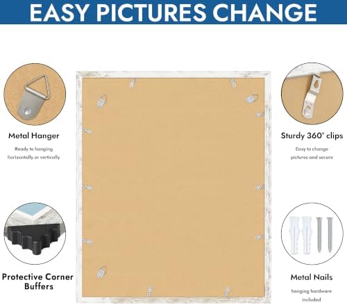 Hongkee 20x24 Picture Frame Set of 4, 20 x 24 Distressed White Wood Style - Image 5