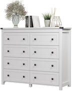 Xixini 47.2" Wide 8-Drawer Farmhouse Dresser for Bedroom, White by Xixini