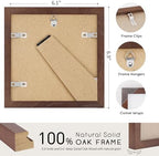 puthiac 6x6 Solid Oak Wood Picture Frame, Walnut, 1 Pack - Image 3