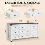 WLIVE 9 Drawer Dresser White, Wide Chest of Drawers & SGS-Tested Anti-Tip - Image 2