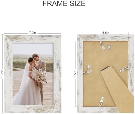 Hongkee 5.5 x 8.5 Diploma Frame Set of 4, Made of Real Glass and Distressed White Frame, 5.5 by 8.5 Photo for Wall or Tabletop - Image 2
